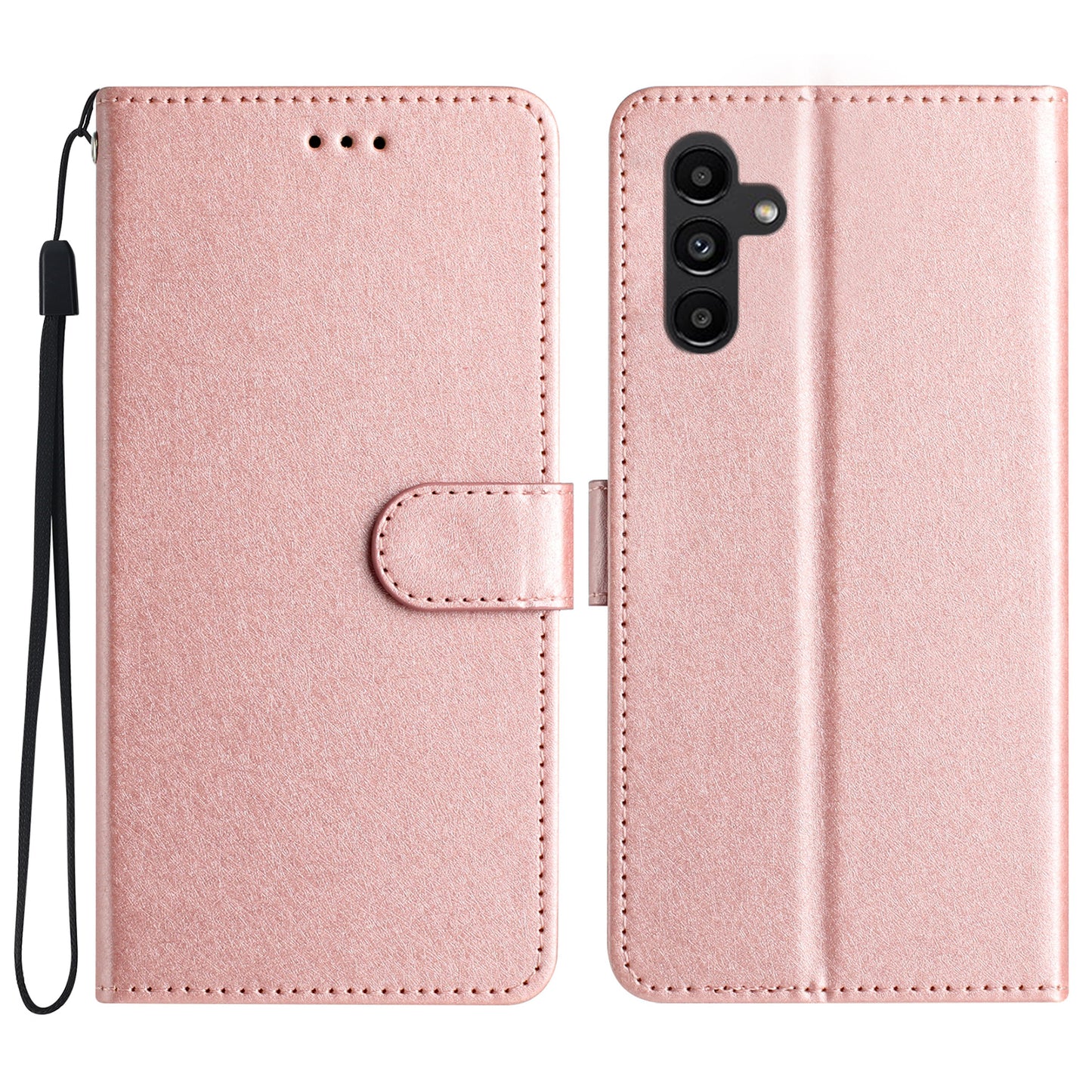 For Samsung Galaxy A16 5G / A16 4G Wallet Case Leather Folio Phone Cover Magnetic Clasp - Rose Gold