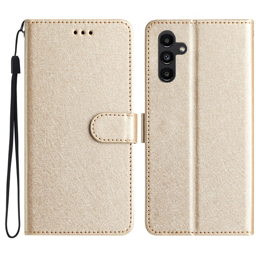 For Samsung Galaxy A16 5G / A16 4G Wallet Case Leather Folio Phone Cover Magnetic Clasp - Gold