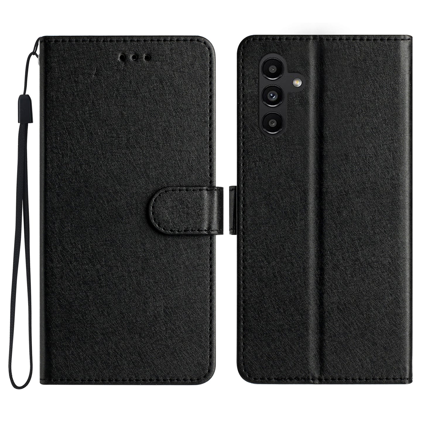 For Samsung Galaxy A16 5G / A16 4G Wallet Case Leather Folio Phone Cover Magnetic Clasp - Black