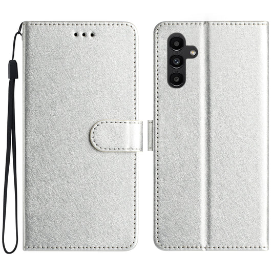 For Samsung Galaxy A16 5G / A16 4G Wallet Case Leather Folio Phone Cover Magnetic Clasp - Silver
