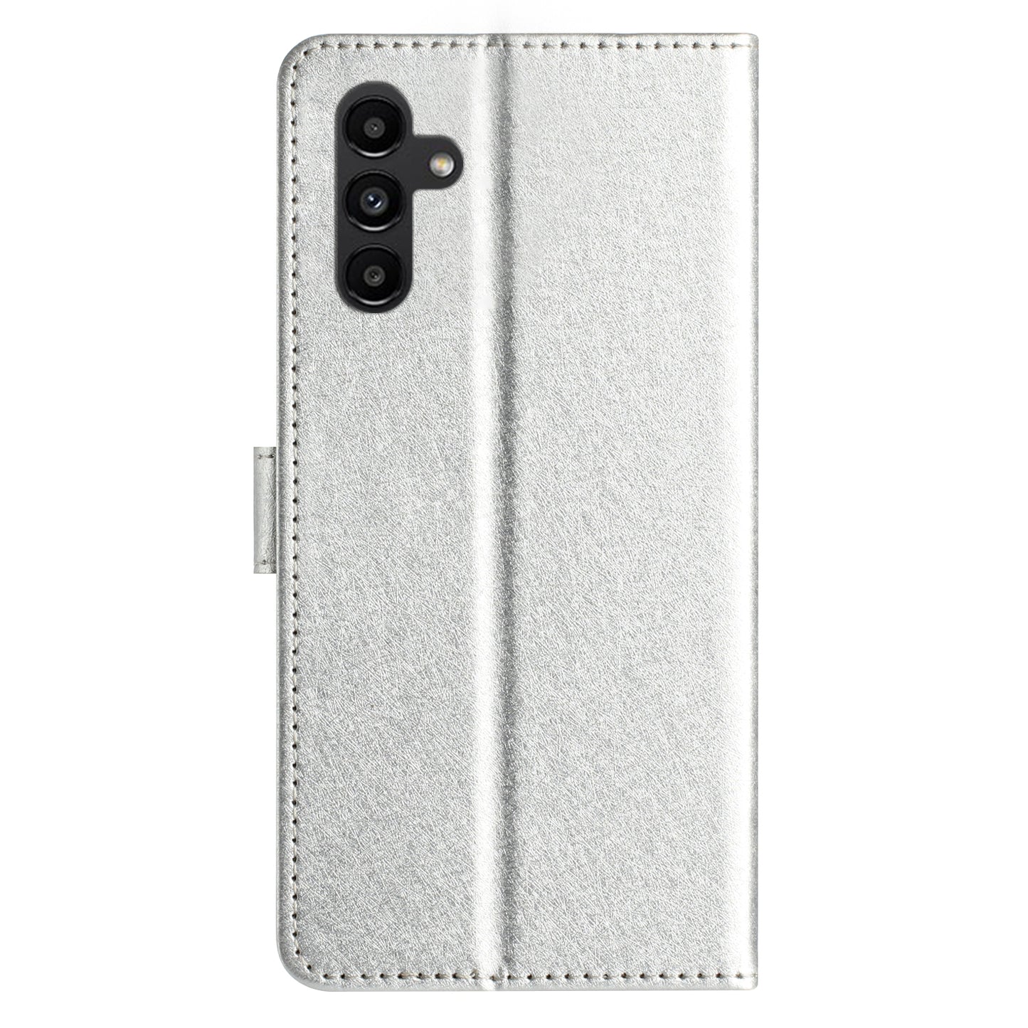 For Samsung Galaxy A16 5G / A16 4G Wallet Case Leather Folio Phone Cover Magnetic Clasp - Silver