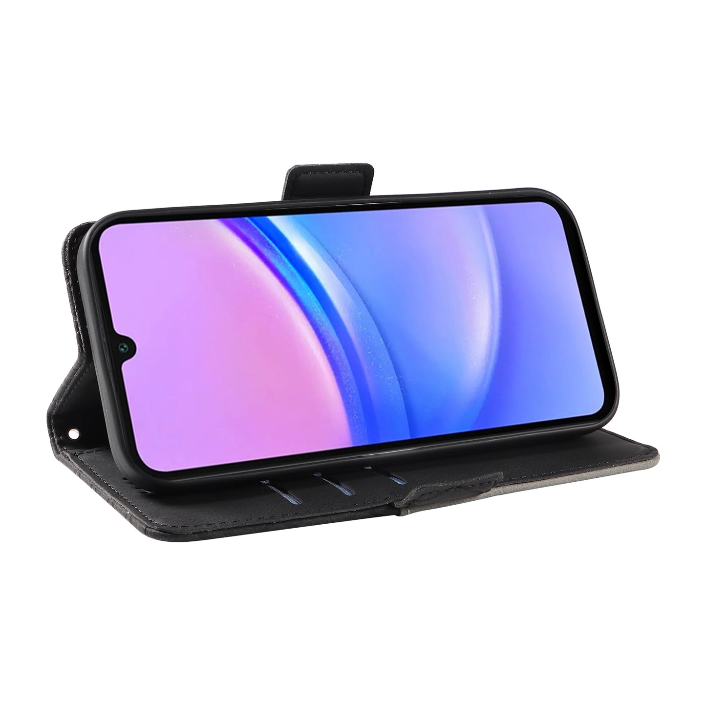 For Samsung Galaxy A16 5G / A16 4G Case Rhombus PU Leather Flip Phone Cover - Black