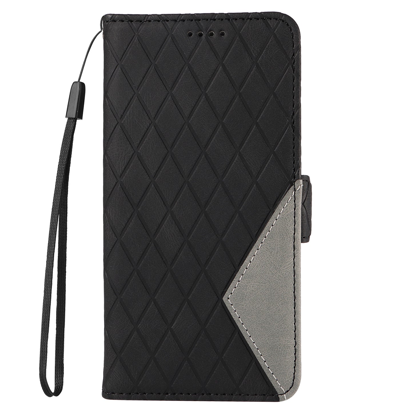 For Samsung Galaxy A16 5G / A16 4G Case Rhombus PU Leather Flip Phone Cover - Black