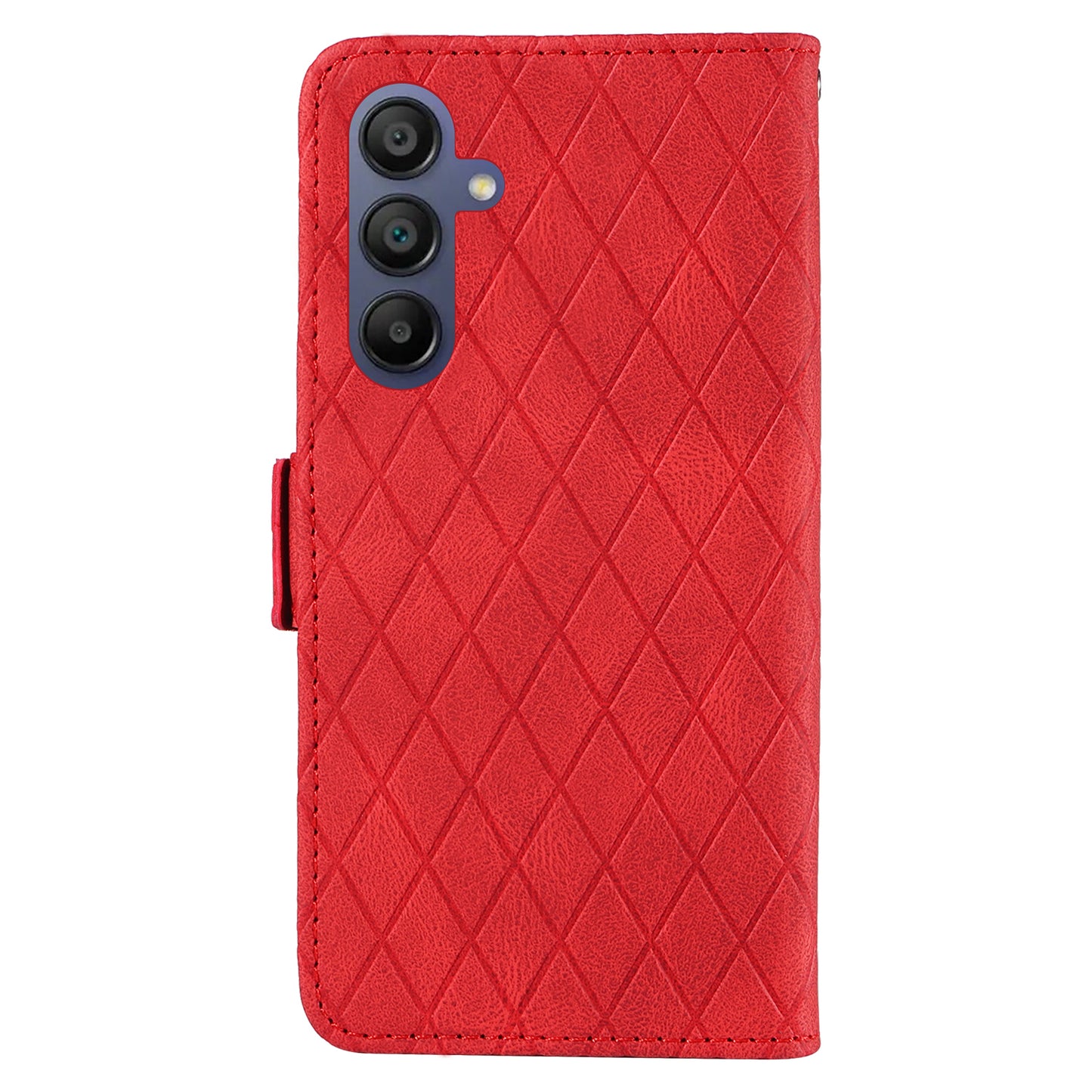 For Samsung Galaxy A16 5G / A16 4G Case Rhombus PU Leather Flip Phone Cover - Red