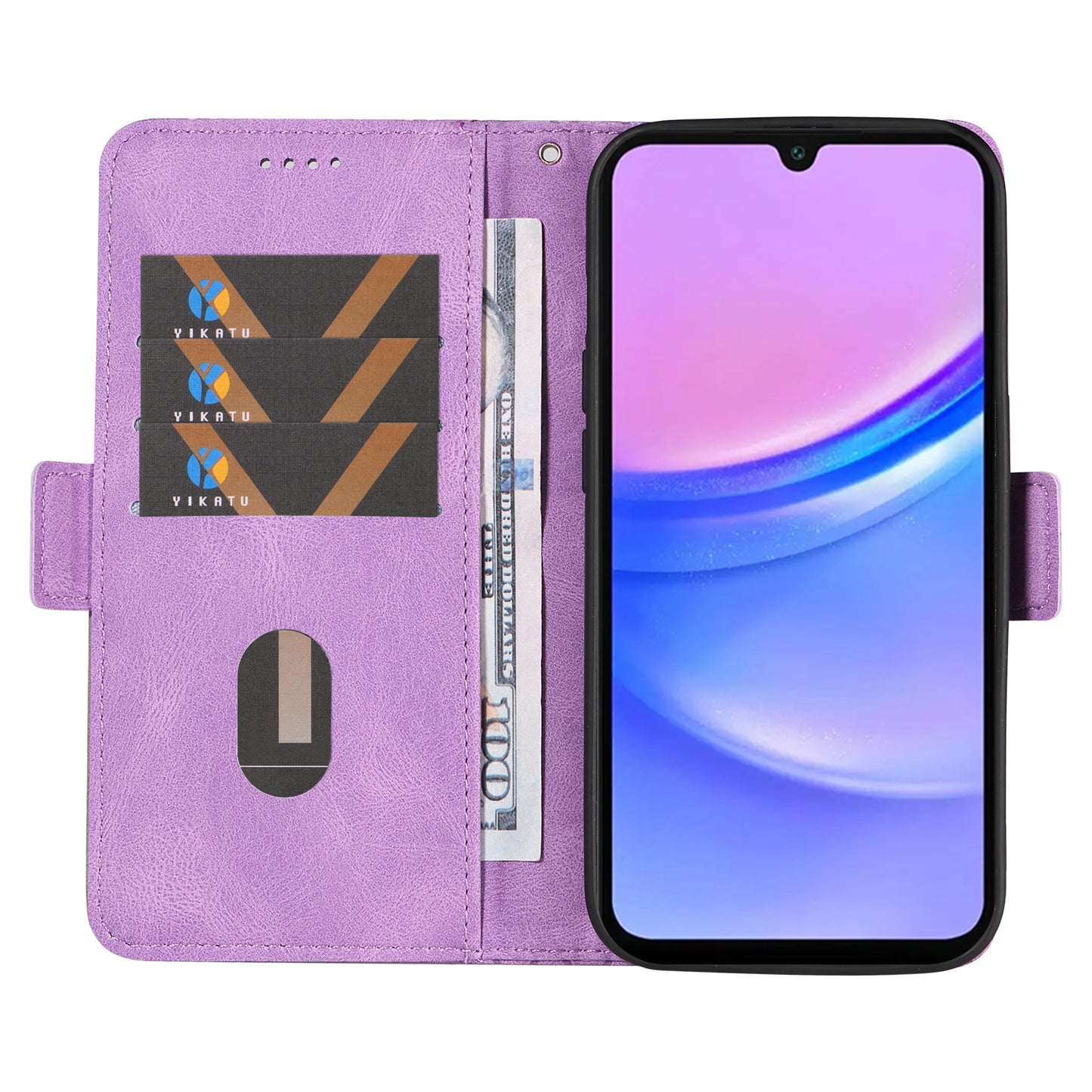 For Samsung Galaxy A16 5G / A16 4G Case Rhombus PU Leather Flip Phone Cover - Light Purple