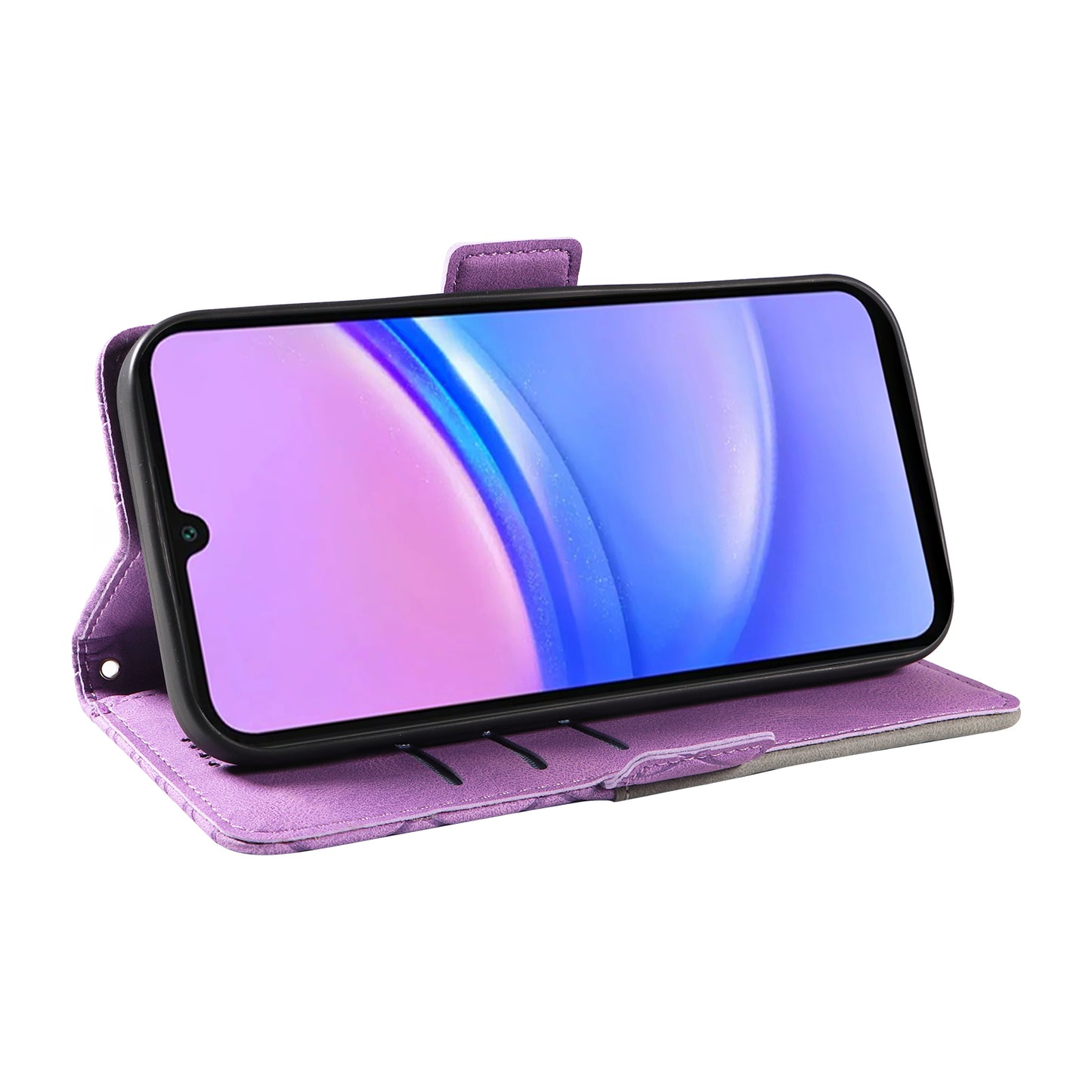 For Samsung Galaxy A16 5G / A16 4G Case Rhombus PU Leather Flip Phone Cover - Light Purple