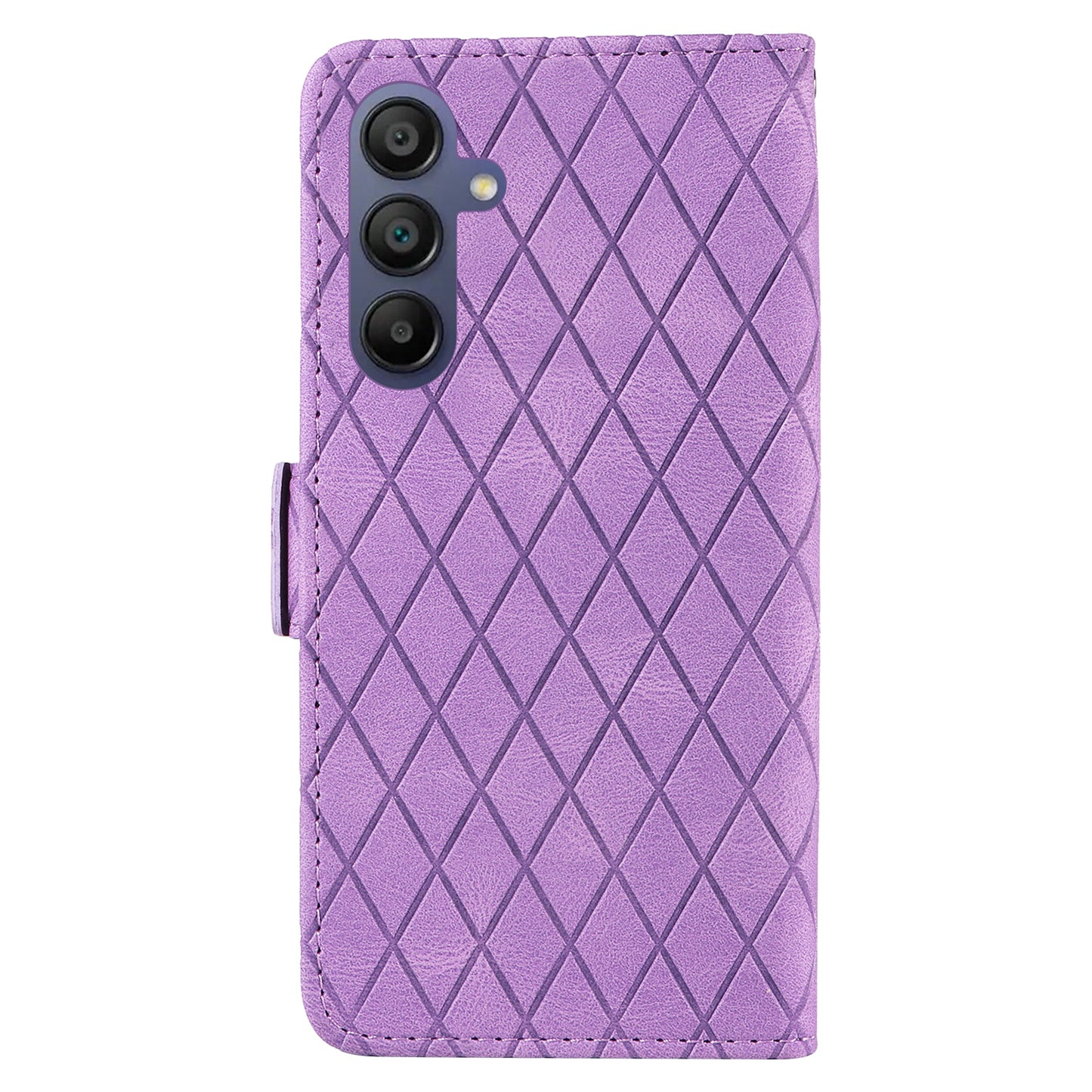 For Samsung Galaxy A16 5G / A16 4G Case Rhombus PU Leather Flip Phone Cover - Light Purple