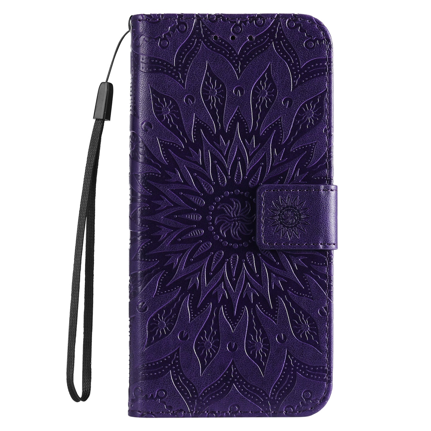 KT Imprinting Flower Series-1 For Samsung Galaxy A16 5G / A16 4G Case Sunflower Leather Wallet Folio Phone Cover - Purple