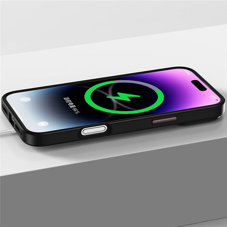 For iPhone 16 Pro Case PC + TPU Phone Back Cover Compatible with MagSafe - Purple