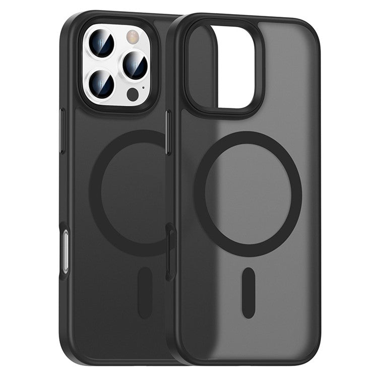 For iPhone 16 Pro Magnetic Case Compatible with MagSafe PC+TPU Phone Cover - Black