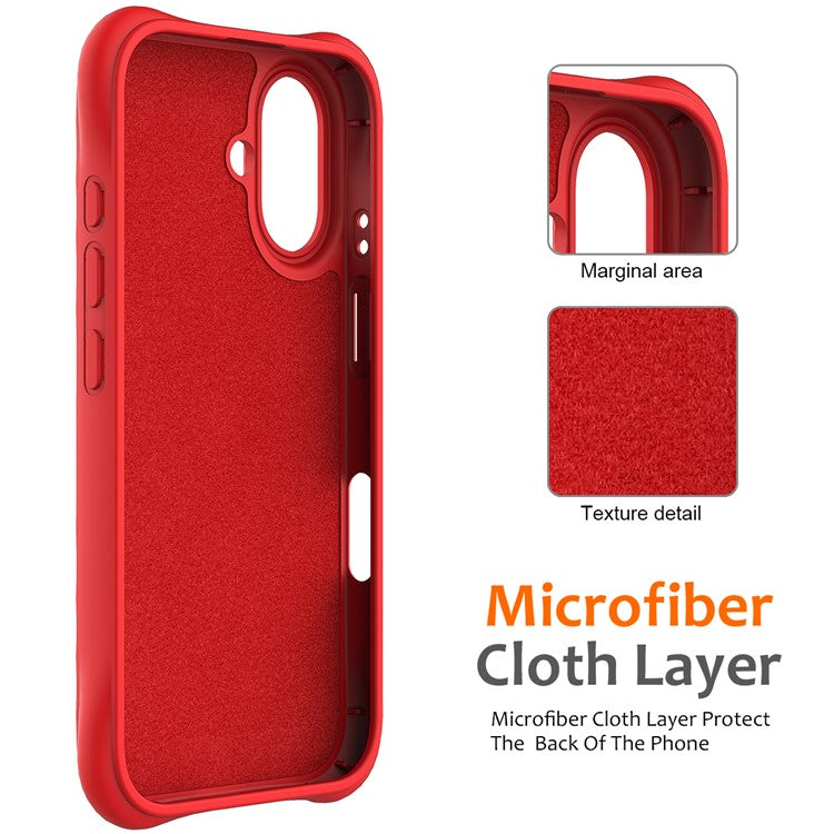 For iPhone 16 Case Compatible with MagSafe Ripple Texture Liquid Silicone Protective Cover with Strap - Red