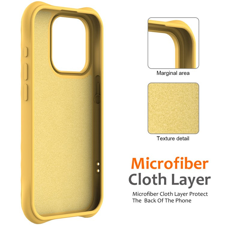 For iPhone 16 Pro Case Compatible with MagSafe Ripple Texture Liquid Silicone Protective Cover with Strap - Yellow