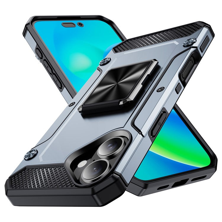 For iPhone 16 Plus Case Military Grade Anti-Drop TPU+PC Phone Shell - Grey