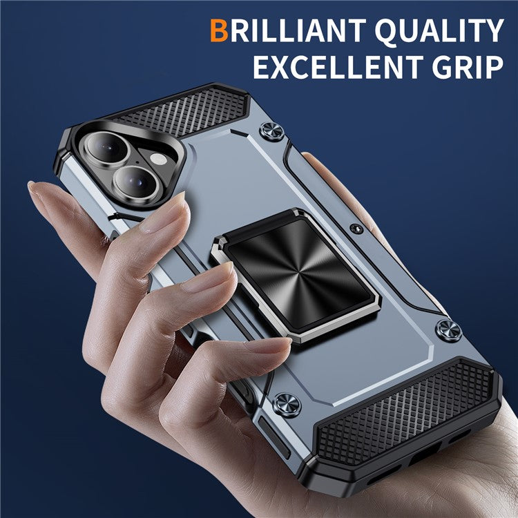 For iPhone 16 Plus Case Military Grade Anti-Drop TPU+PC Phone Shell - Grey