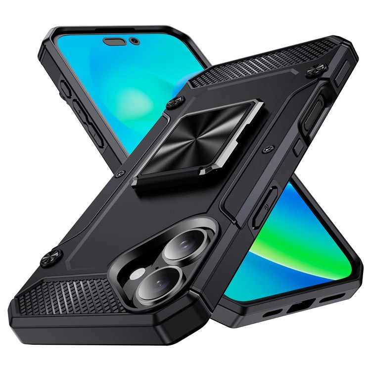 For iPhone 16 Case Military Grade Anti-Drop TPU+PC Phone Shell - Black