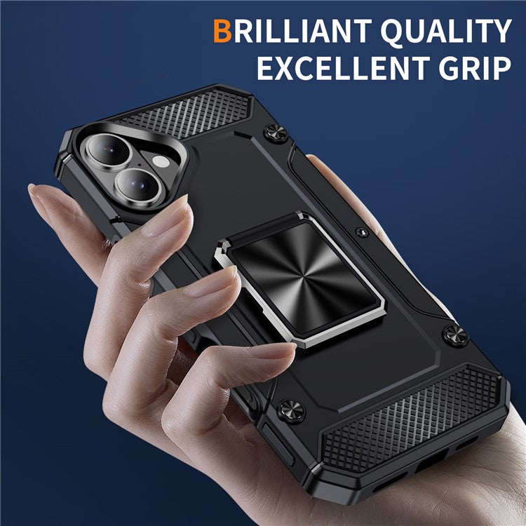 For iPhone 16 Case Military Grade Anti-Drop TPU+PC Phone Shell - Black