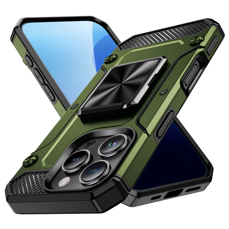 For iPhone 16 Pro Case Military Grade Anti-Drop TPU+PC Phone Shell - Army Green