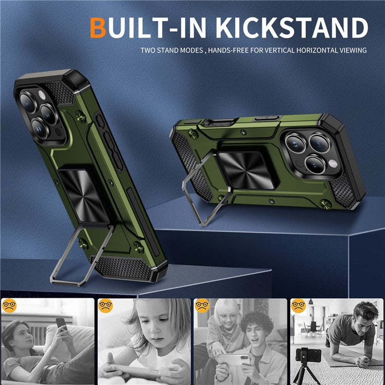 For iPhone 16 Pro Case Military Grade Anti-Drop TPU+PC Phone Shell - Army Green