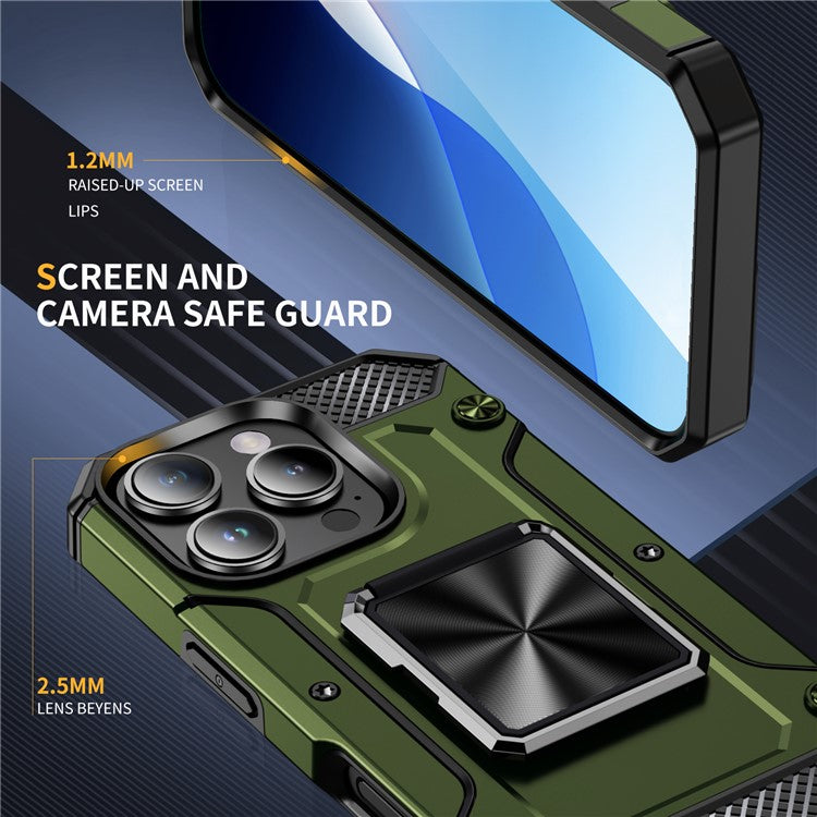 For iPhone 16 Pro Case Military Grade Anti-Drop TPU+PC Phone Shell - Army Green