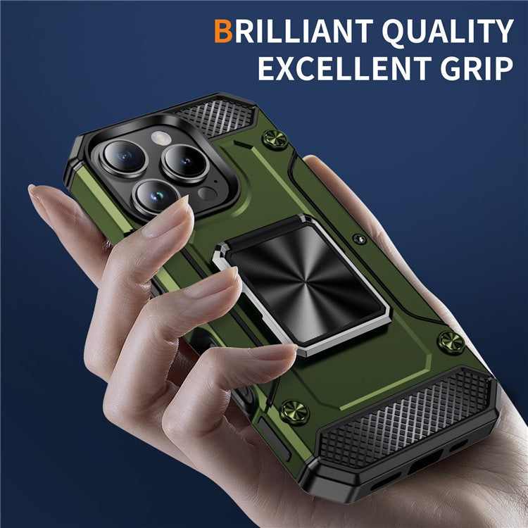 For iPhone 16 Pro Case Military Grade Anti-Drop TPU+PC Phone Shell - Army Green