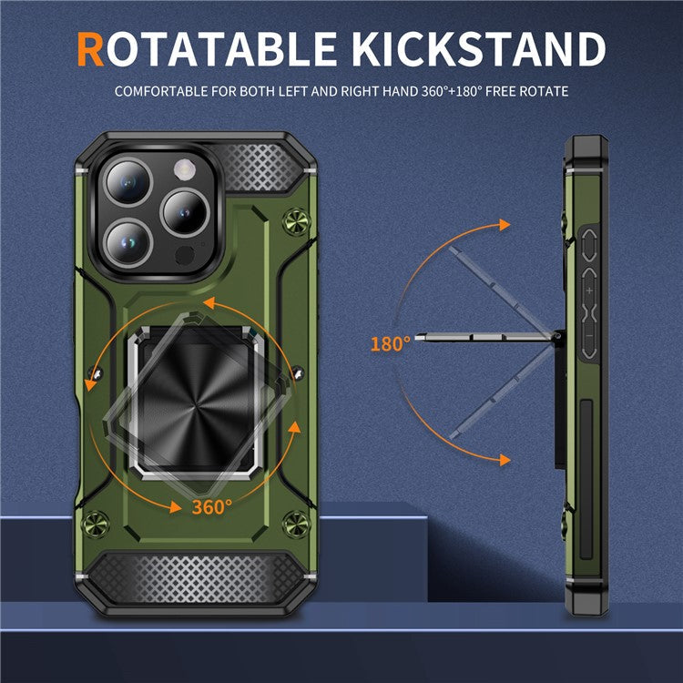 For iPhone 16 Pro Case Military Grade Anti-Drop TPU+PC Phone Shell - Army Green