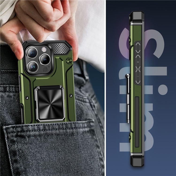 For iPhone 16 Pro Case Military Grade Anti-Drop TPU+PC Phone Shell - Army Green