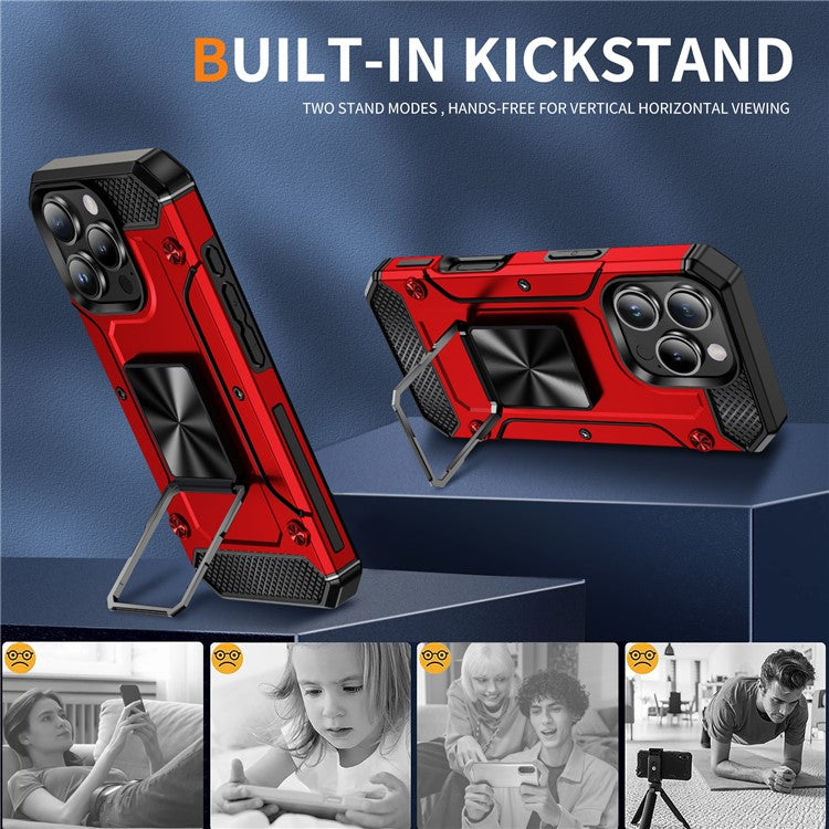 For iPhone 16 Pro Case Military Grade Anti-Drop TPU+PC Phone Shell - Red