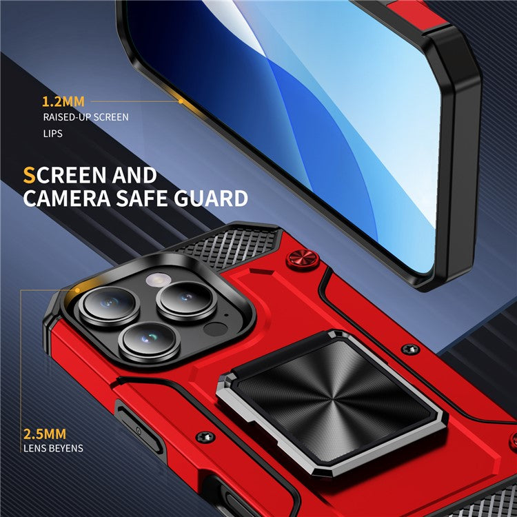 For iPhone 16 Pro Case Military Grade Anti-Drop TPU+PC Phone Shell - Red