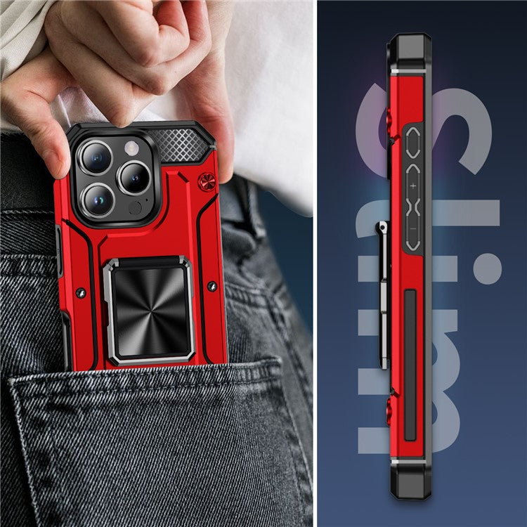 For iPhone 16 Pro Case Military Grade Anti-Drop TPU+PC Phone Shell - Red