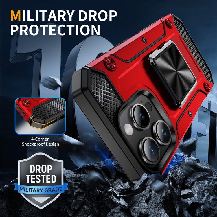 For iPhone 16 Pro Case Military Grade Anti-Drop TPU+PC Phone Shell - Red