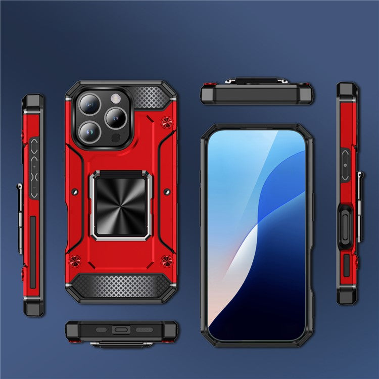 For iPhone 16 Pro Case Military Grade Anti-Drop TPU+PC Phone Shell - Red