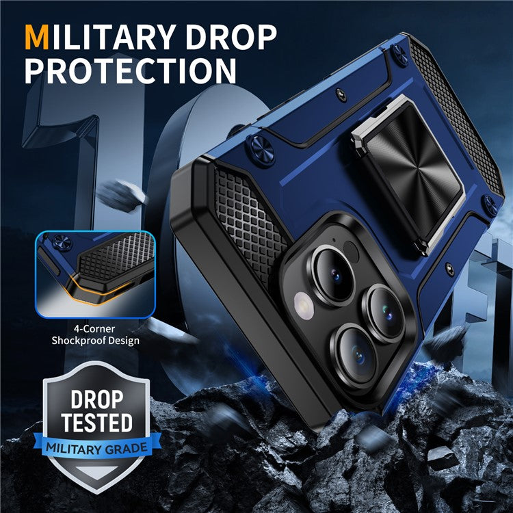 For iPhone 16 Pro Case Military Grade Anti-Drop TPU+PC Phone Shell - Blue