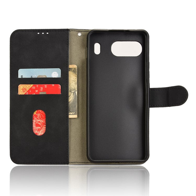 For OnePlus Nord 4 Leather Case Skin-Feel Anti-Drop Wallet Flip Phone Cover - Black