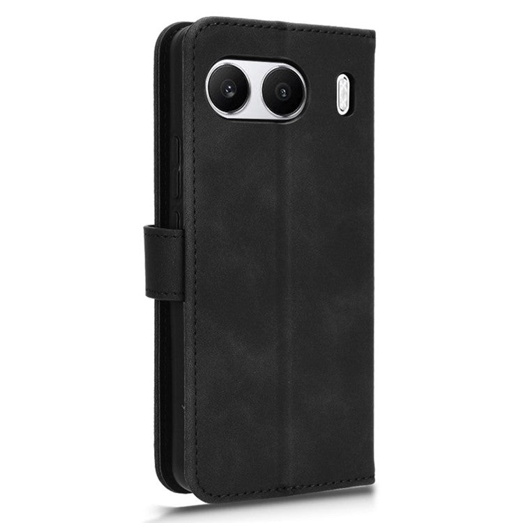 For OnePlus Nord 4 Leather Case Skin-Feel Anti-Drop Wallet Flip Phone Cover - Black