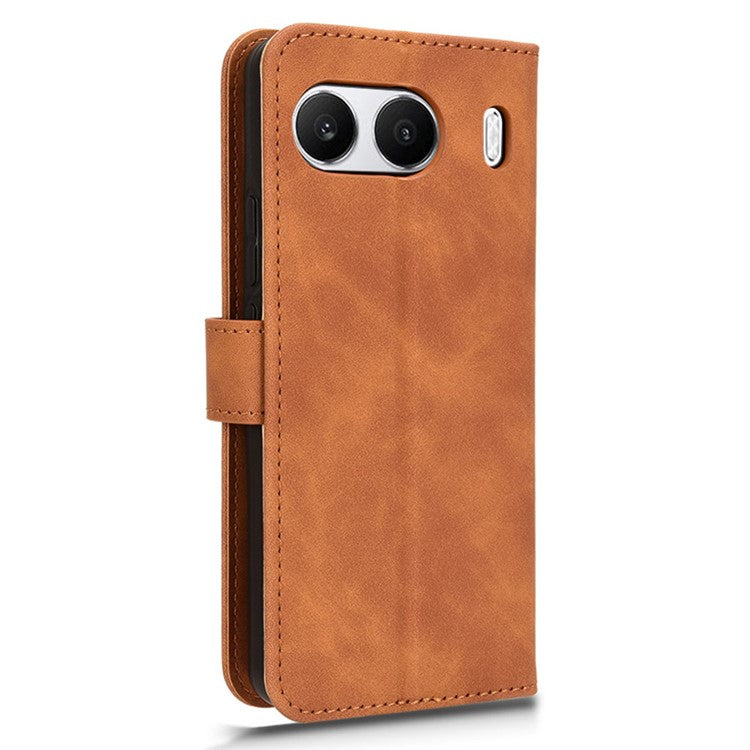 For OnePlus Nord 4 Leather Case Skin-Feel Anti-Drop Wallet Flip Phone Cover - Brown
