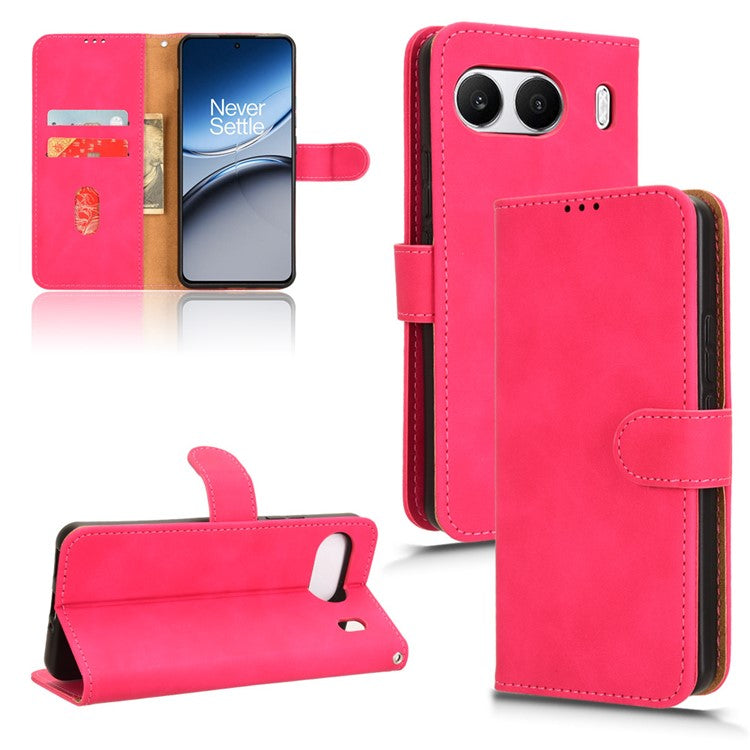 For OnePlus Nord 4 Leather Case Skin-Feel Anti-Drop Wallet Flip Phone Cover - Rose