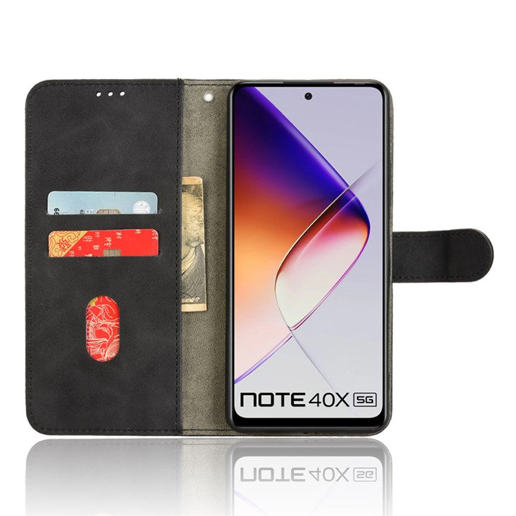 For Infinix Note 40X 5G Leather Case Skin-Feel Anti-Drop Wallet Flip Phone Cover - Black