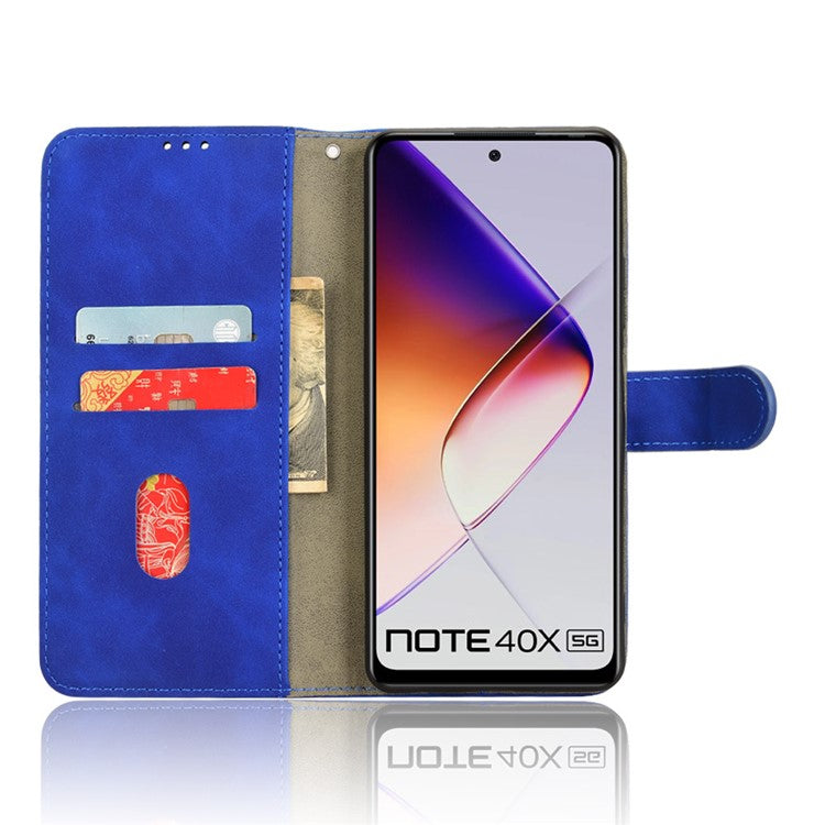 For Infinix Note 40X 5G Leather Case Skin-Feel Anti-Drop Wallet Flip Phone Cover - Blue