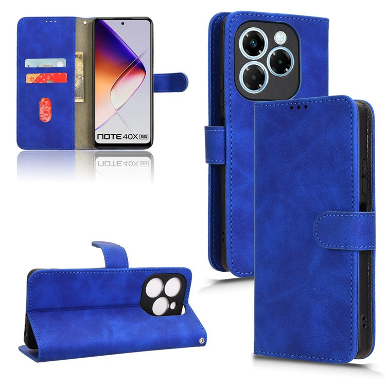 For Infinix Note 40X 5G Leather Case Skin-Feel Anti-Drop Wallet Flip Phone Cover - Blue