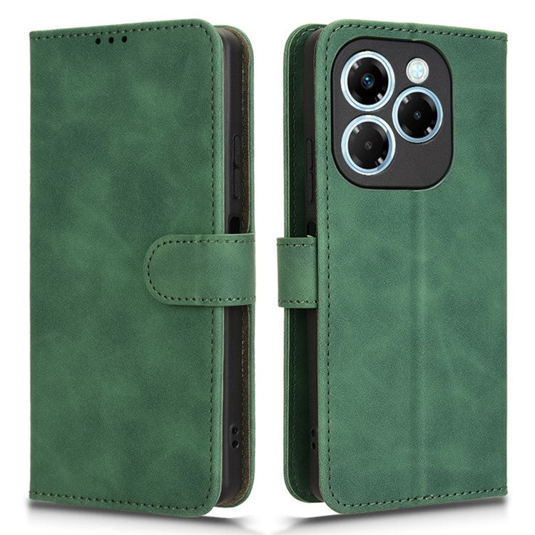 For Infinix Note 40X 5G Leather Case Skin-Feel Anti-Drop Wallet Flip Phone Cover - Green