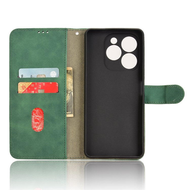 For Infinix Note 40X 5G Leather Case Skin-Feel Anti-Drop Wallet Flip Phone Cover - Green