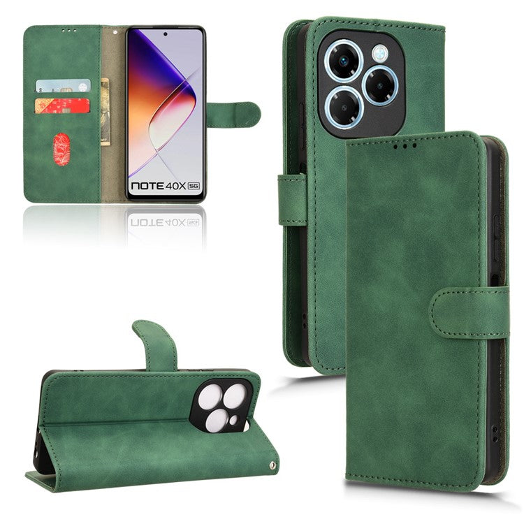 For Infinix Note 40X 5G Leather Case Skin-Feel Anti-Drop Wallet Flip Phone Cover - Green