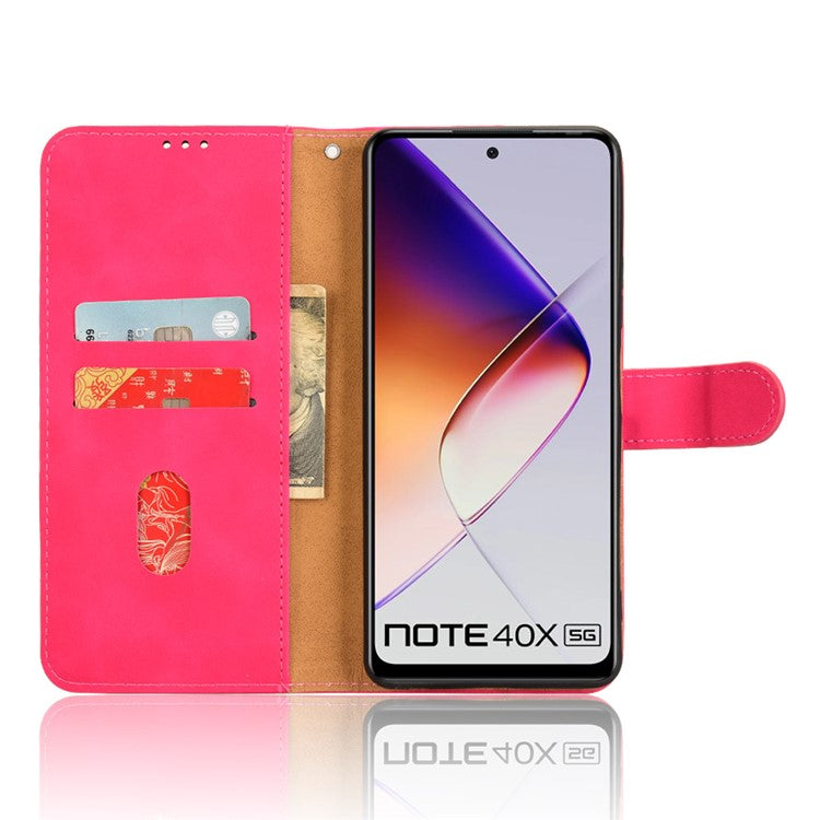 For Infinix Note 40X 5G Leather Case Skin-Feel Anti-Drop Wallet Flip Phone Cover - Rose