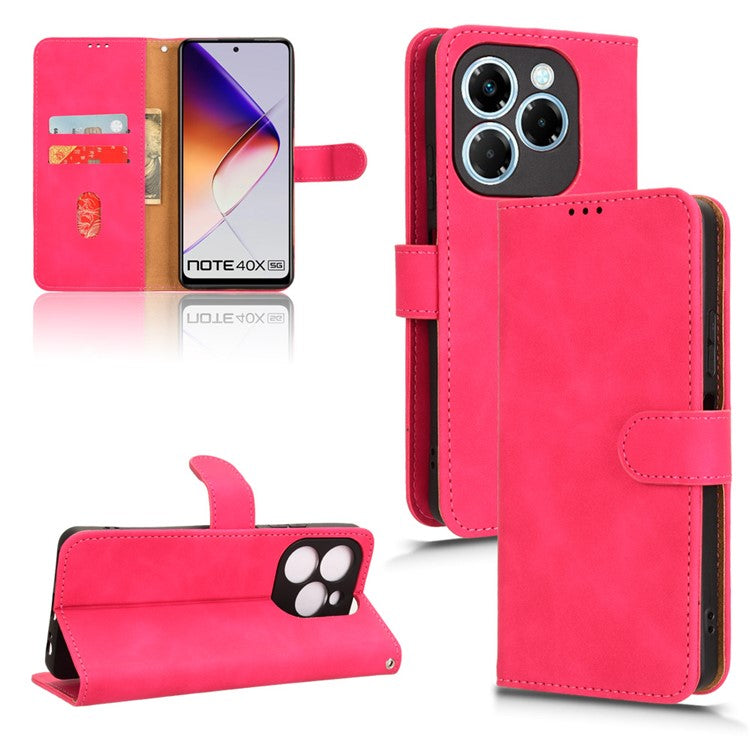 For Infinix Note 40X 5G Leather Case Skin-Feel Anti-Drop Wallet Flip Phone Cover - Rose