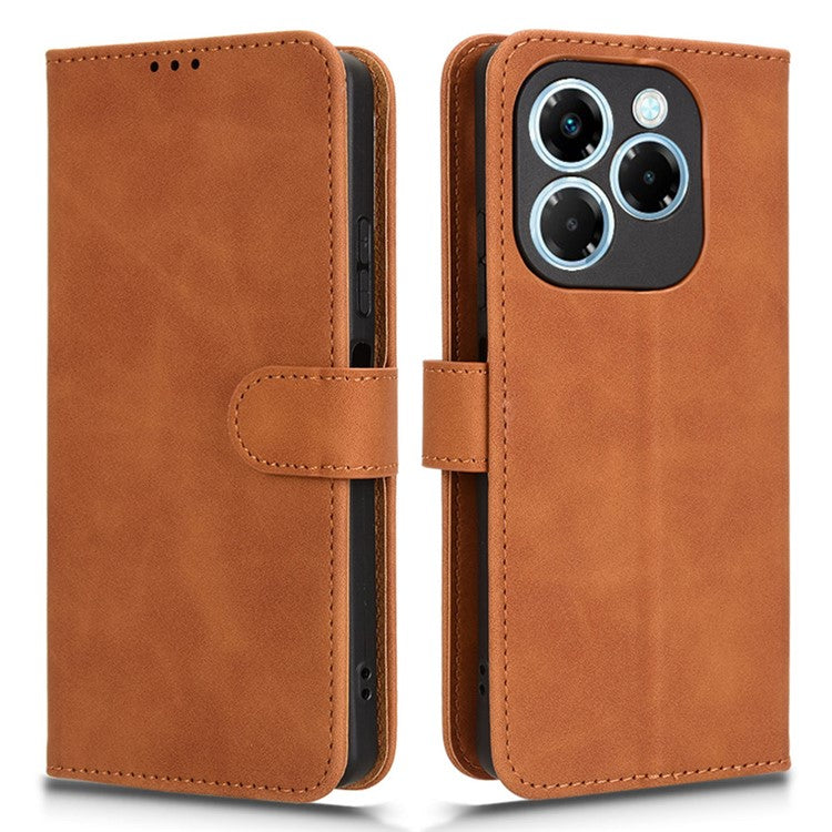 For Infinix Note 40X 5G Leather Case Skin-Feel Anti-Drop Wallet Flip Phone Cover - Brown