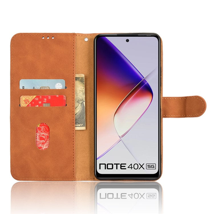 For Infinix Note 40X 5G Leather Case Skin-Feel Anti-Drop Wallet Flip Phone Cover - Brown