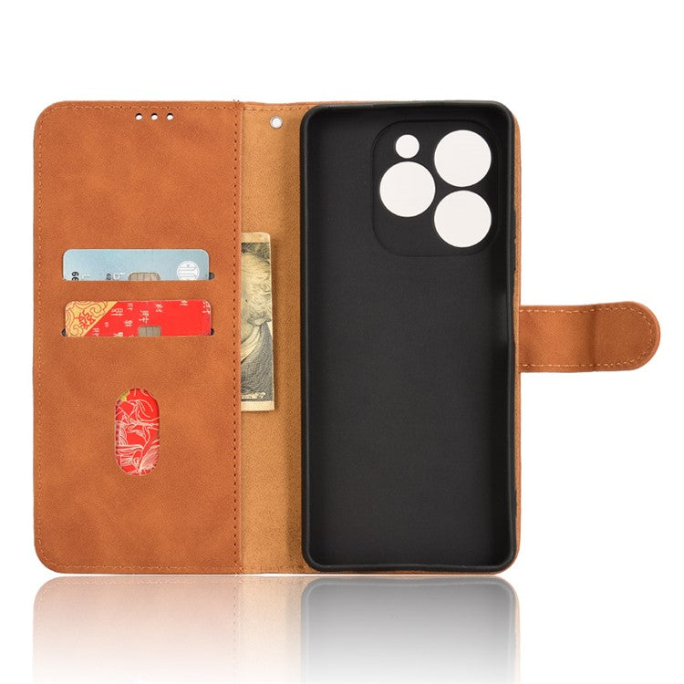 For Infinix Note 40X 5G Leather Case Skin-Feel Anti-Drop Wallet Flip Phone Cover - Brown