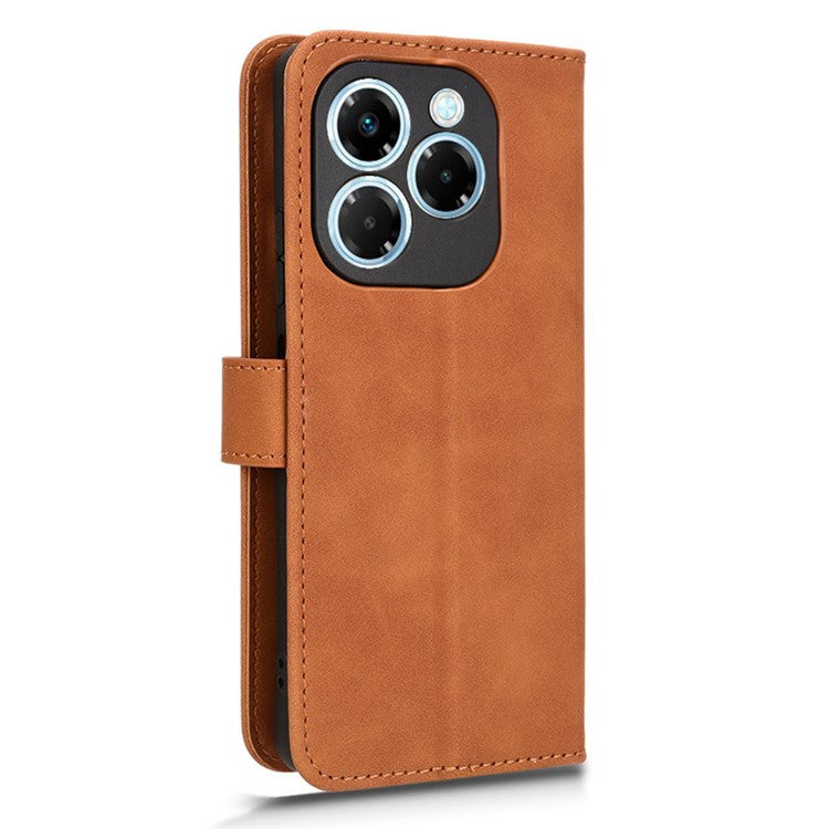 For Infinix Note 40X 5G Leather Case Skin-Feel Anti-Drop Wallet Flip Phone Cover - Brown