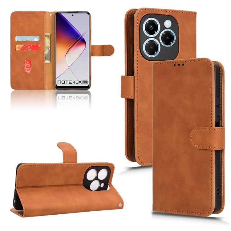 For Infinix Note 40X 5G Leather Case Skin-Feel Anti-Drop Wallet Flip Phone Cover - Brown