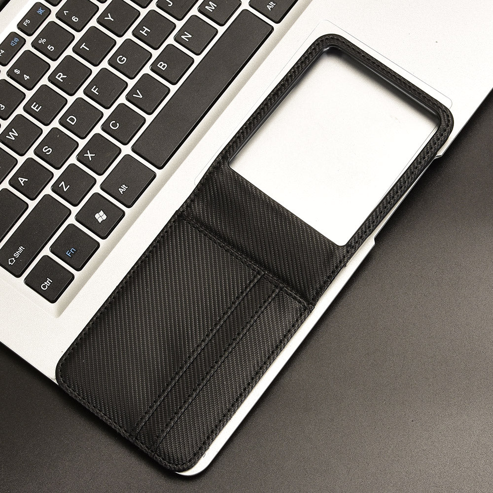 For Motorola Razr 50 Ultra 5G Case PU Leather+PC Card Holder Mobile Phone Cover - Black